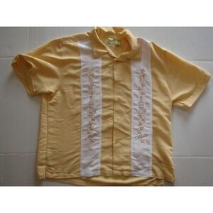 Cubavera Shirt Mens 2XL Short Sleeve Yellow Mojito Embroidered Camp Guayabera